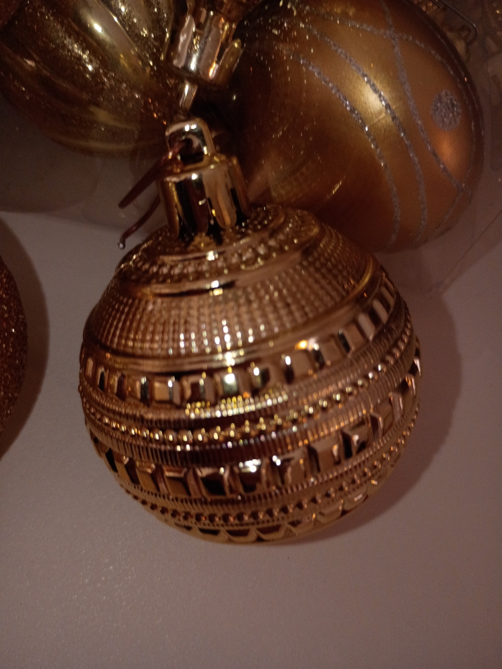 Gold Decorative Holiday Ornament Ball - Elegant Home Holiday Accent